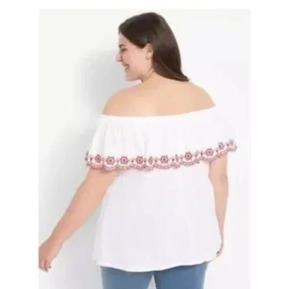 Lane Bryant -Swing Ruffle Off-The-Shoulder Knit Top - Picture 2 of 3